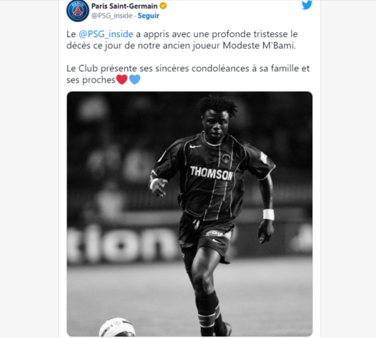 Morre Modeste M Bami Ex Jogador Do Psg Campe O Ol Mpico Pelo