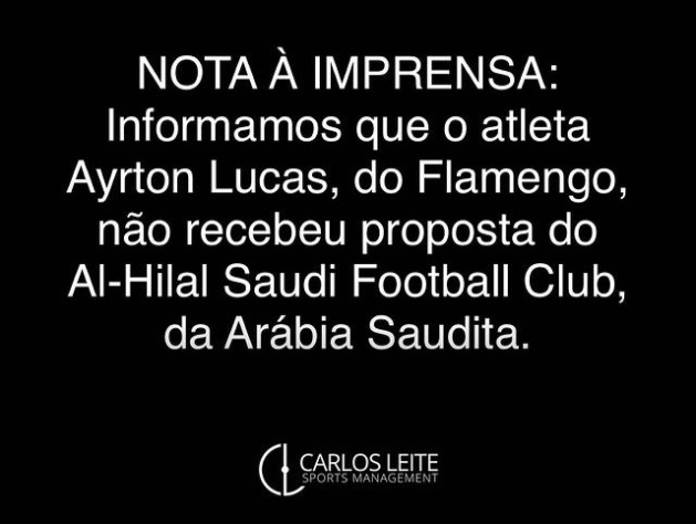 Agente De Ayrton Lucas Nega Proposta Do Al Hilal Pelo LateralJogada 10