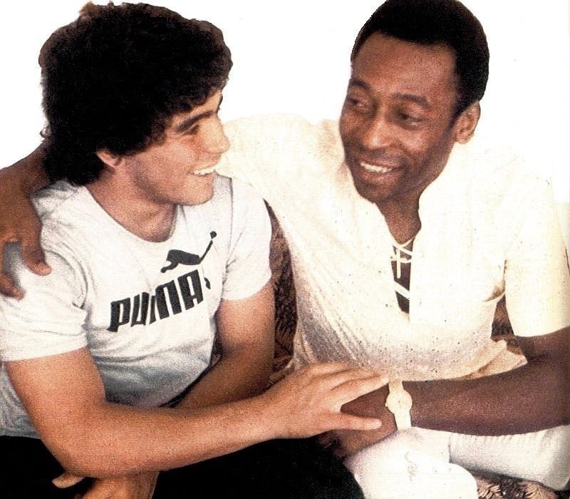 Encontro entre Maradona e Pelé em 1979, em Buenos Aires