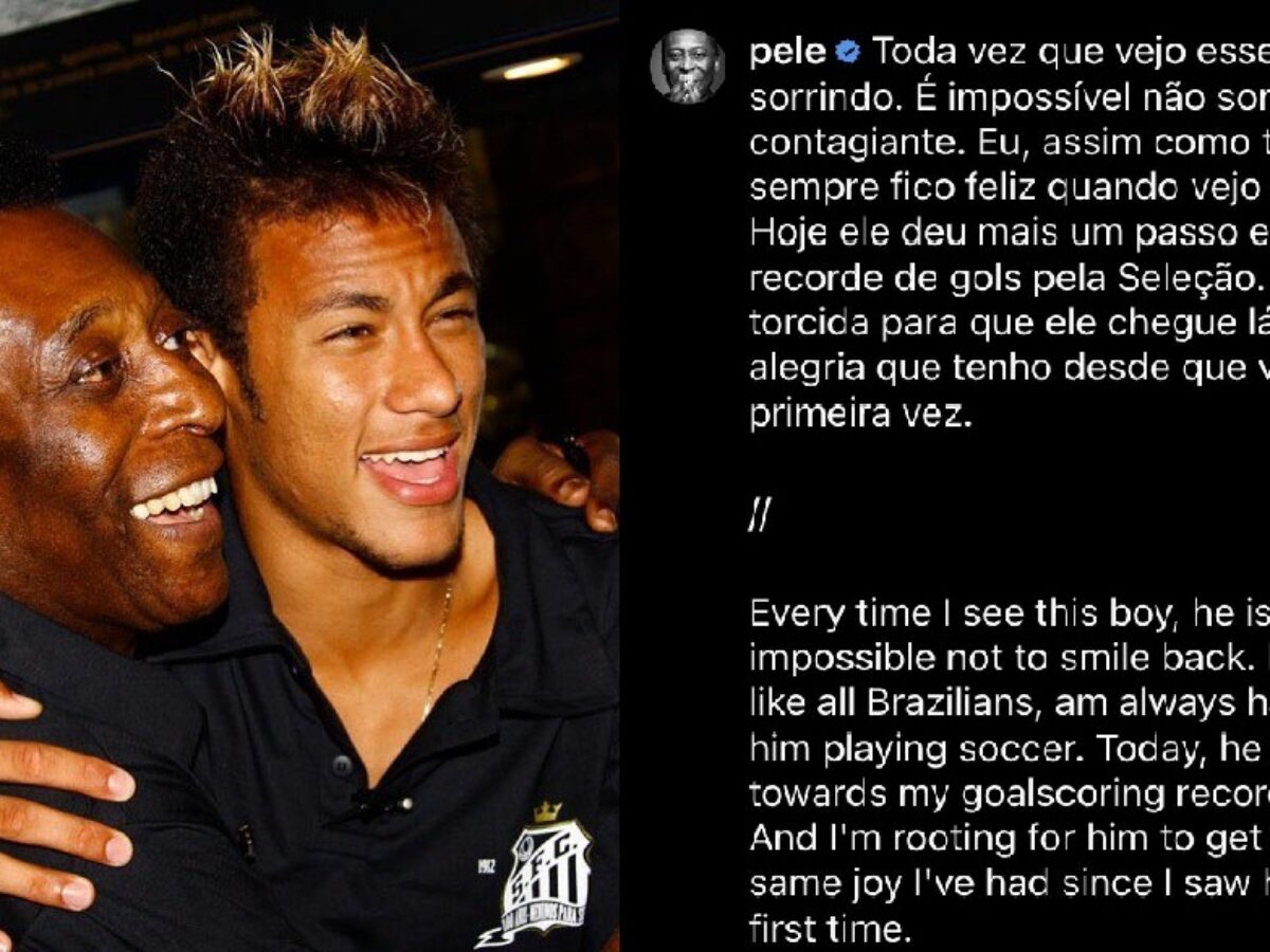 Pelé sobre Neymar: 'Sempre fico feliz quando vejo ele jogar bola