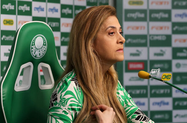 Foto: Cesar Greco/Palmeiras - Legenda: Leila dará coletiva nesta terça-feira