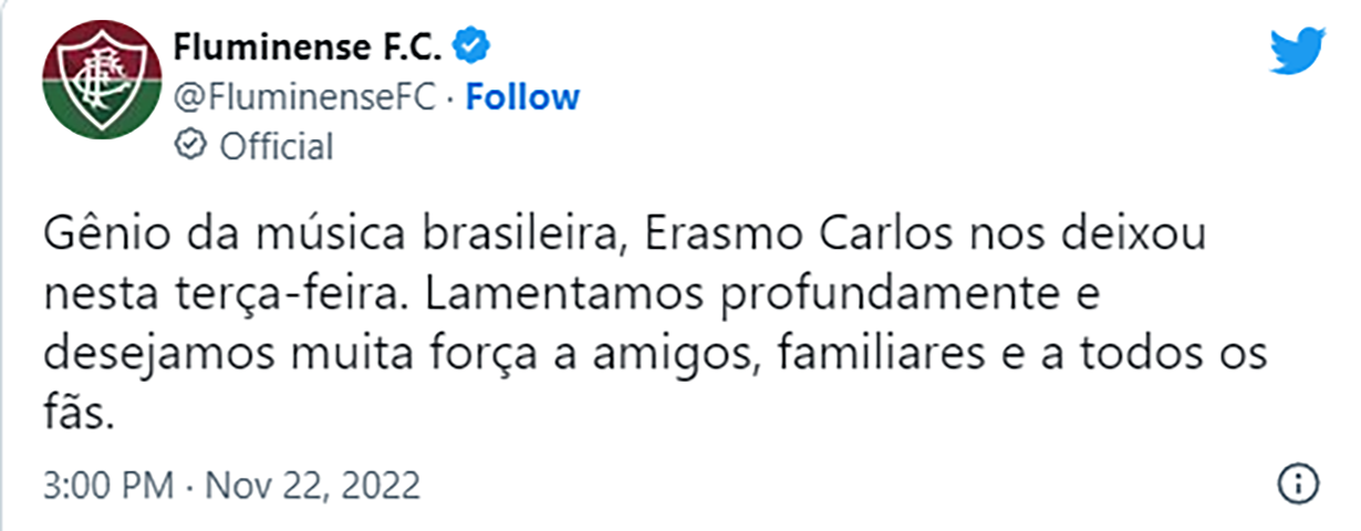Twitter Fluminense Erasmo Carlos