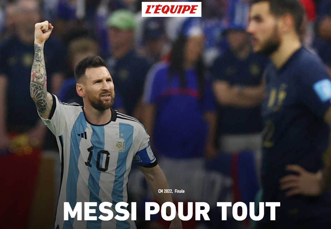 Capa L'Équipe Argentina Campeã Copa Qatar