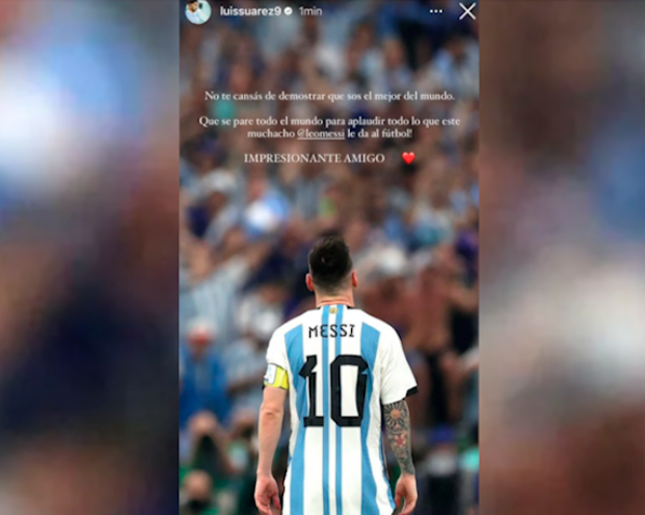 Luis Suárez sobre Messi elogio após semifinal Copa Qatar Reprodução Instagram