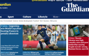 The Guardian capa Argentina Campeã Copa Qatar