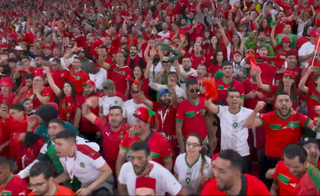 Torcida Marrocos - Portugal X Marrocos Quartas de final Copa Qatar Reprodução TV