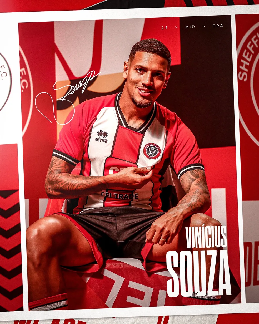 Vinícius Souza, ex-Flamengo, é apresentado no Sheffield United