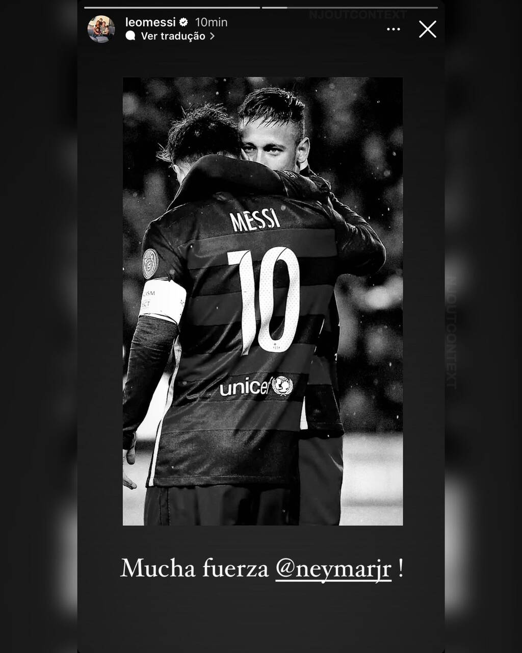 Messi Instagram "Força Neymar"