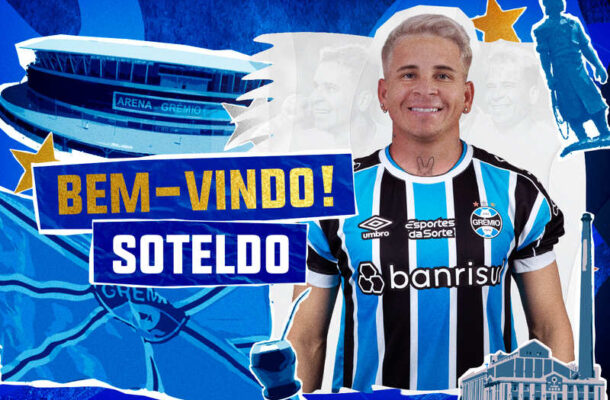 Foto: Divulgação/Grêmio - Legenda: Soteldo é o novo jogador do Grêmio