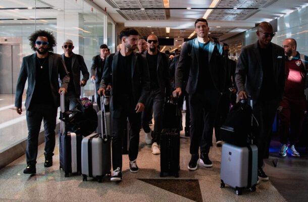 Foto: Divulgação/Fluminense - Legenda: Fluminense chega na Arábia Saudita após 13h de viagem