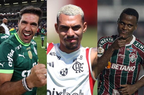 Fotos: Cesar Greco/Palmeiras, Gilvan de Souza/Flamengo e  Lucas Merçon/Fluminense