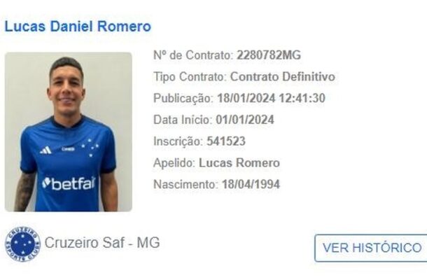 Foto: Bruno Haddad/Cruzeiro - Legenda: Lucas Romero em ação com a camisa do Cruzeiro na Copa do Brasil de 2019 