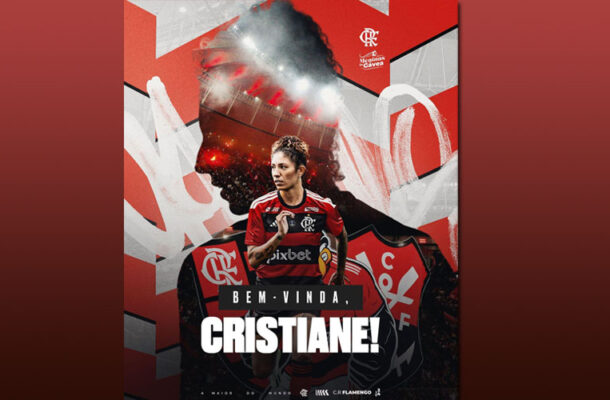 Foto: Divulgação/@Flamengo - Legenda: Cristiane é anunciada no Flamengo