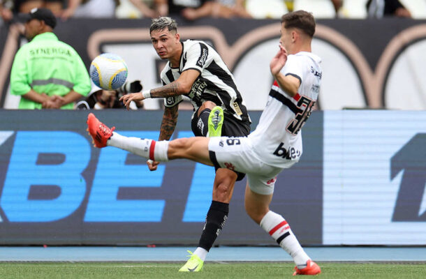 MATEO PONTE - Com a missão de substituir Vitinho, apareceu muito bem, principalmente no ataque. Foi uma boa opção no setor ofensivo e deu dor de cabeça para a defesa do São Paulo.. NOTA: 6,5- Foto: Vitor Silva/Botafogo.